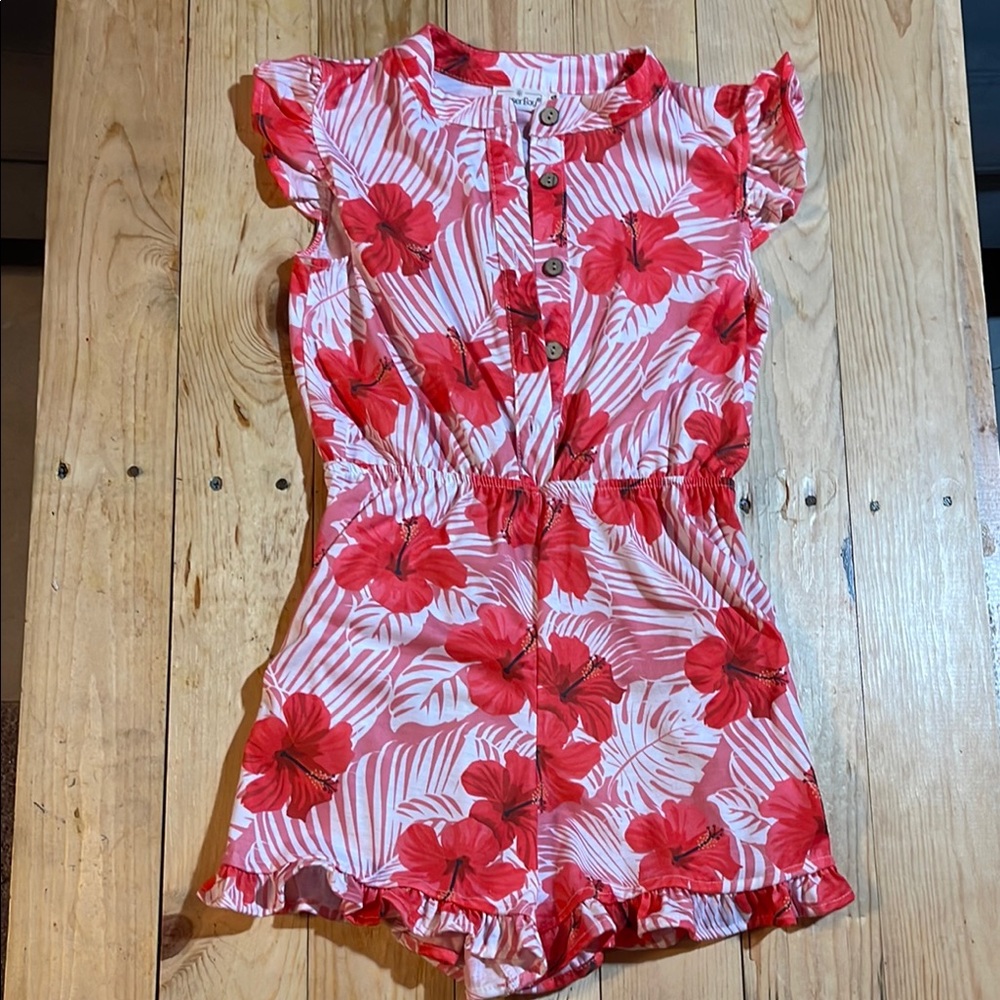 Floral Red Kids Romper